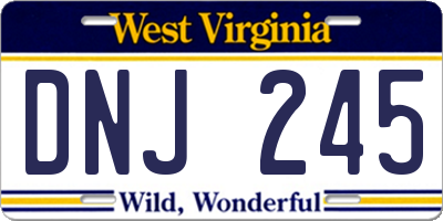 WV license plate DNJ245