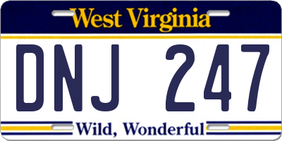 WV license plate DNJ247
