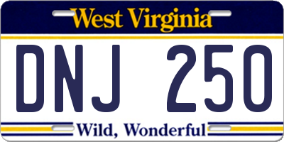 WV license plate DNJ250