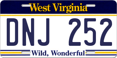 WV license plate DNJ252