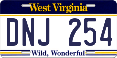 WV license plate DNJ254
