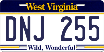 WV license plate DNJ255