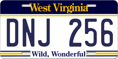 WV license plate DNJ256
