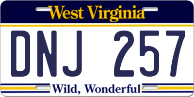 WV license plate DNJ257