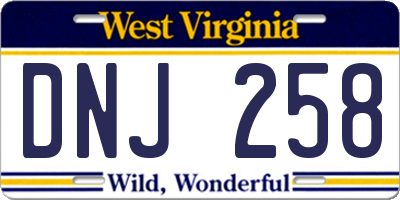 WV license plate DNJ258