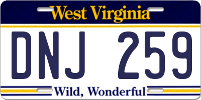 WV license plate DNJ259