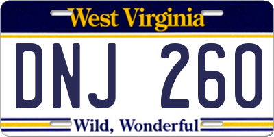 WV license plate DNJ260