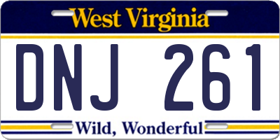 WV license plate DNJ261