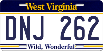 WV license plate DNJ262