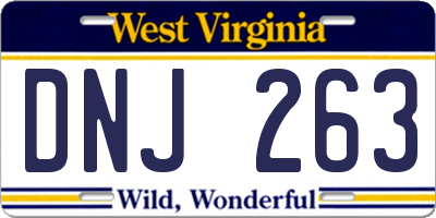 WV license plate DNJ263