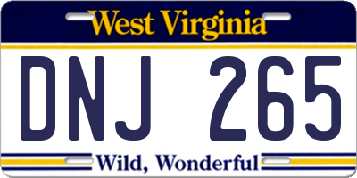 WV license plate DNJ265