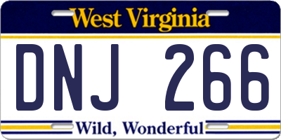 WV license plate DNJ266