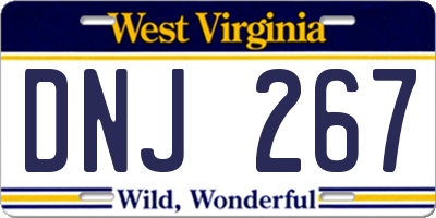 WV license plate DNJ267