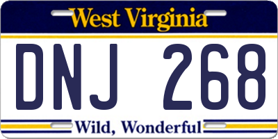 WV license plate DNJ268