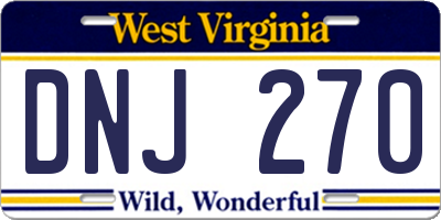 WV license plate DNJ270