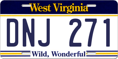 WV license plate DNJ271