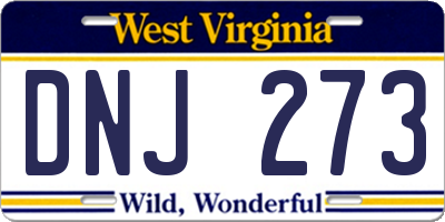WV license plate DNJ273