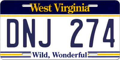 WV license plate DNJ274