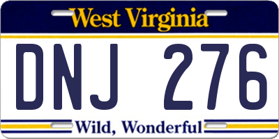 WV license plate DNJ276