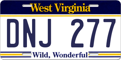 WV license plate DNJ277