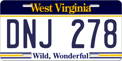WV license plate DNJ278
