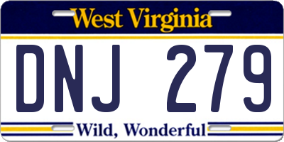 WV license plate DNJ279