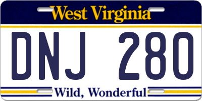 WV license plate DNJ280