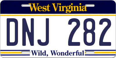 WV license plate DNJ282