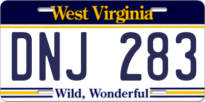 WV license plate DNJ283