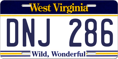 WV license plate DNJ286