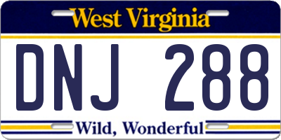 WV license plate DNJ288