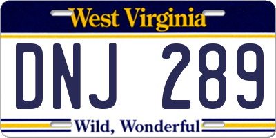 WV license plate DNJ289
