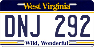 WV license plate DNJ292