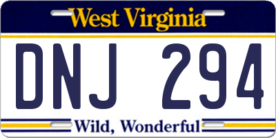WV license plate DNJ294