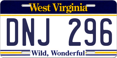 WV license plate DNJ296