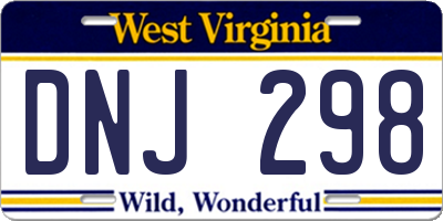 WV license plate DNJ298