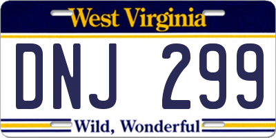 WV license plate DNJ299