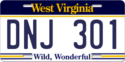 WV license plate DNJ301