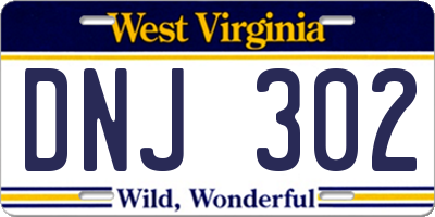 WV license plate DNJ302