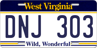 WV license plate DNJ303