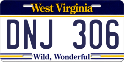 WV license plate DNJ306