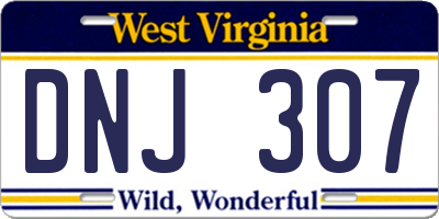 WV license plate DNJ307