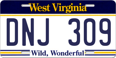 WV license plate DNJ309
