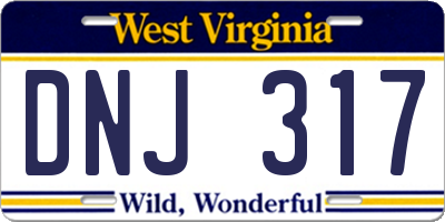 WV license plate DNJ317
