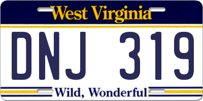 WV license plate DNJ319