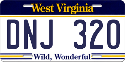 WV license plate DNJ320
