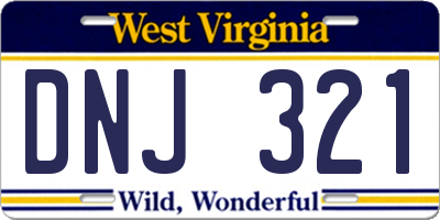 WV license plate DNJ321