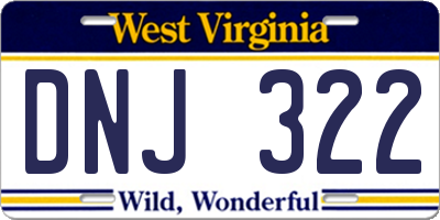 WV license plate DNJ322