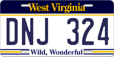 WV license plate DNJ324