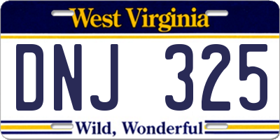 WV license plate DNJ325
